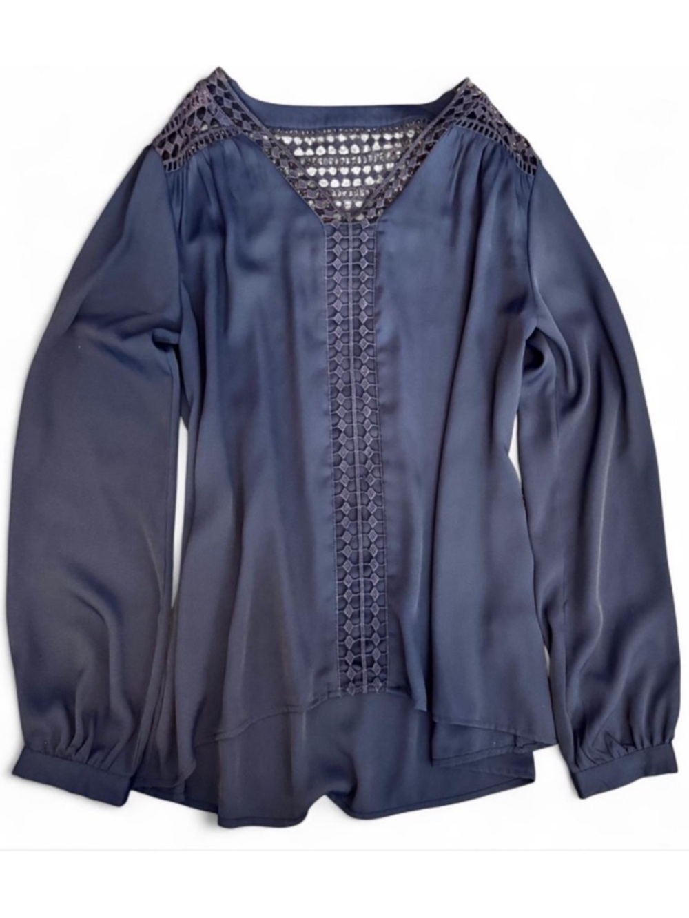 White House Black Market Navy Lace Blouse